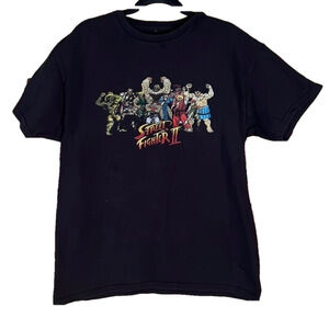 Street Fighter Tee Shirt, Sz L, L 28”, PTP 20.5”, Black, feels like cotton. (T4)